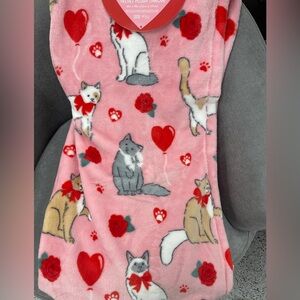Valentine Cats Heart Balloons Siamese Tabby Pink Plush Throw blanket 60”x70” NWT